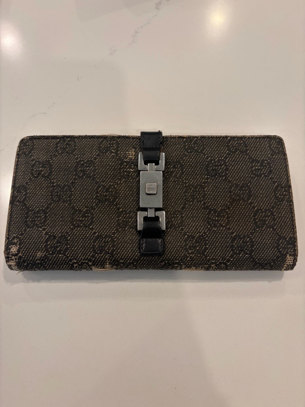 Vintage Gucci Denim and Black Leather Wallet